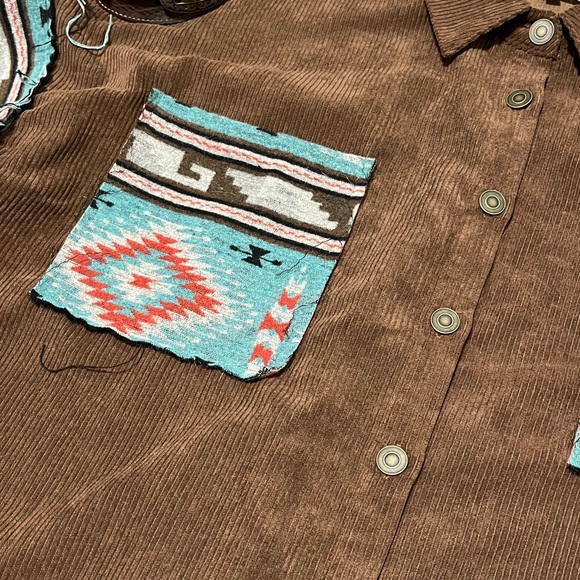 Aztec Western Style Oversized Shirt with Frayed details - Picture 3 of 11